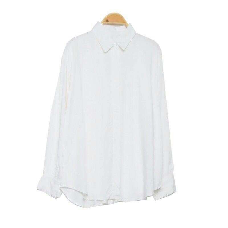 KEMEJA WANITA OVER SIZE FIT TO XXL RAYON TWILL-Putih