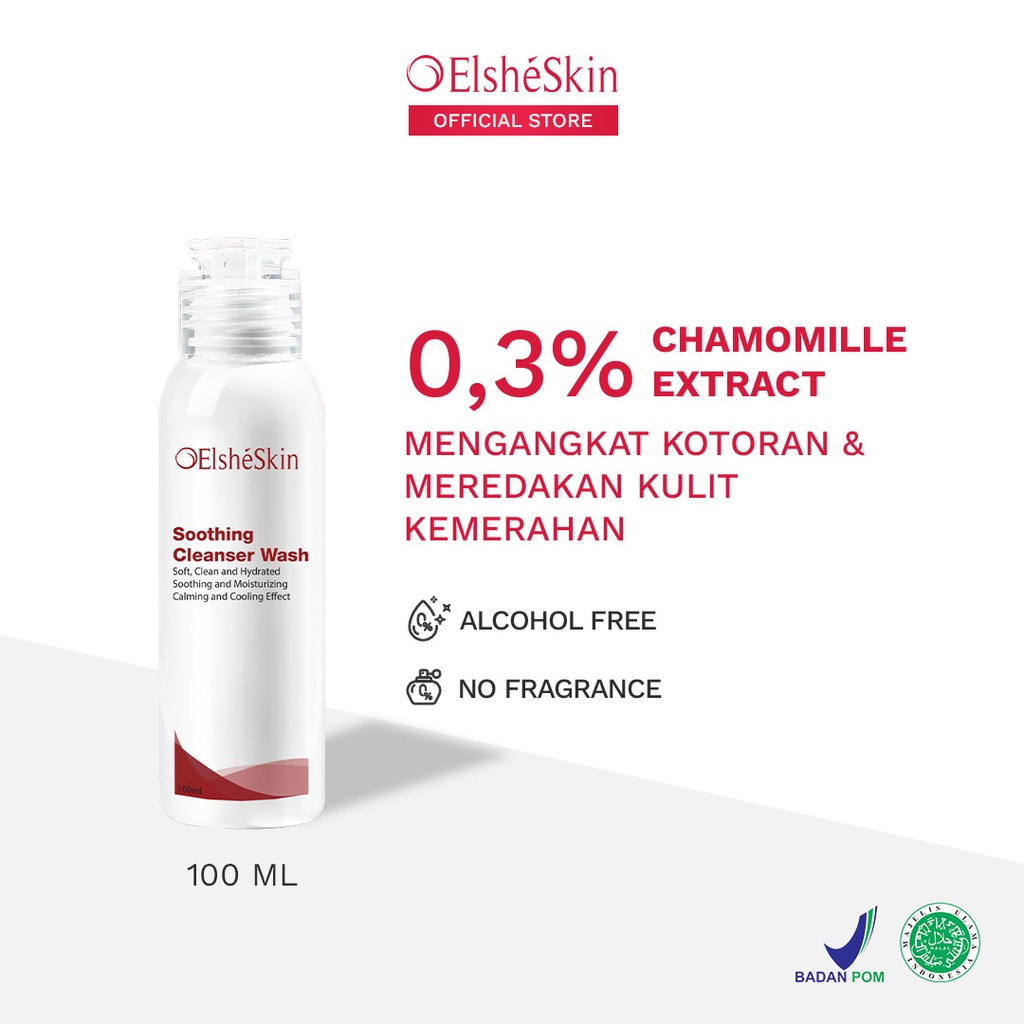 ElsheSkin Soothing Cleanser Wash 100ml. Perawatan untuk Kulit Bersih. Membersihkan/Cleansing, Bersihkan Wajah/Muka dari Kotoran dengan Chamomile dan Extract Acid. Kulit Bersih &amp; Glowing Tanpa Kulit Terasa Kering