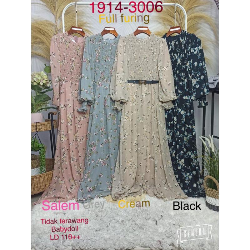 Gamis Smoke Warna Cream by Cocoyu