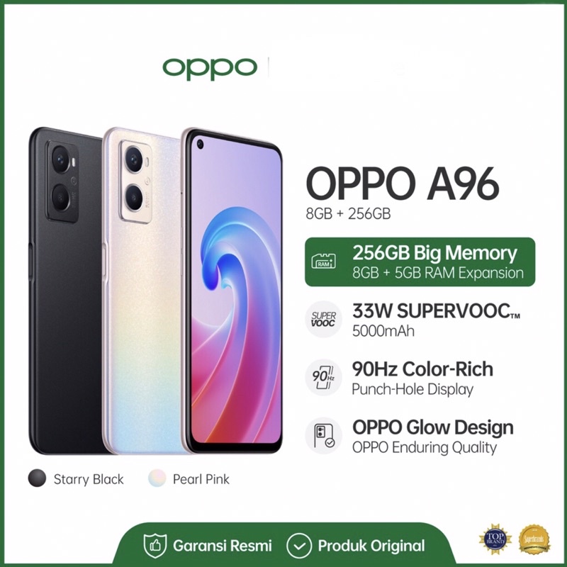 Oppo A96 [8GB+256GB] Snapdragon 680 | 50MP Dual Camera | 6.59&quot; IPS LCD | 5000mAh Garansi Resmi Oppo 1 Tahun