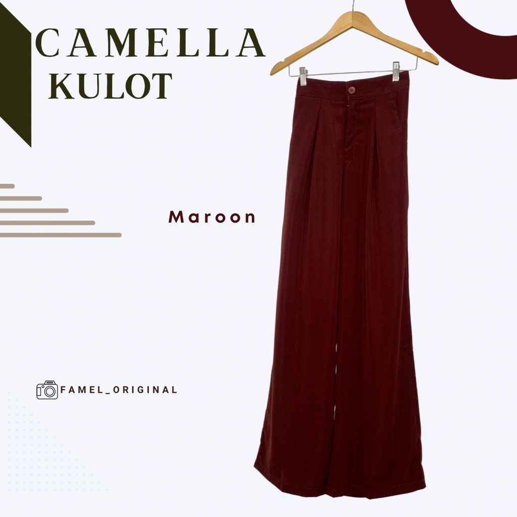 Camella Kulot Maroon | Kulot | Celana Kulot | Celana Kulot Wanita | Celana Kulot Highwaist | Highwai