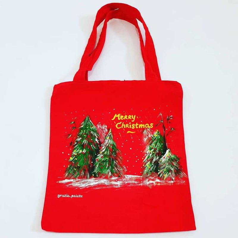 Special Promo Handpainted Christmas Canvas Bag/Tas Lukis Kanvas Natal