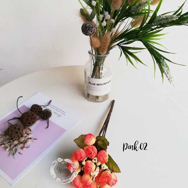 Bunga plastik mawar mini kuncup / Mini rose buds artificial flower-8