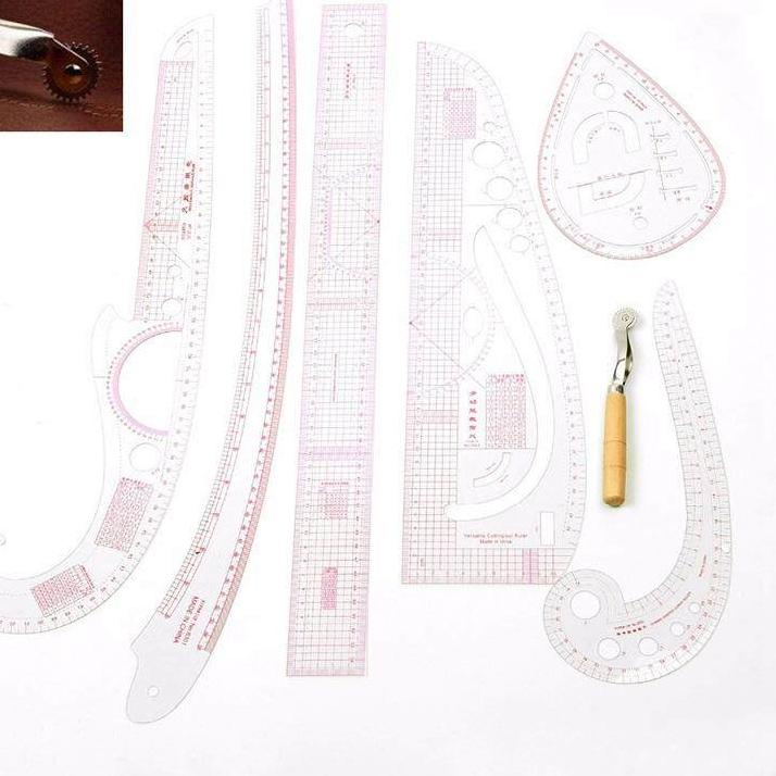 

Limited - 7PCS/SET tailor ruler Clear measuring kit sewing drawing Yardstick ruler sleeve French arm curve set Paddle Whee ruler set