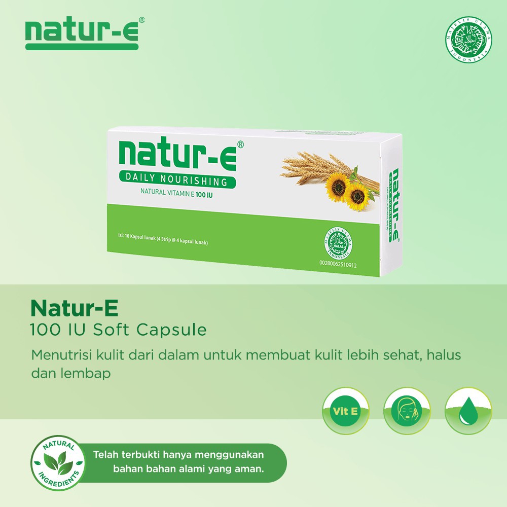 Terbaru!! Natur-E Natural Vitamin E 100 Iu Isi 32, Daily Nourishing - Box 8 Strip @ 4 Softcapsule