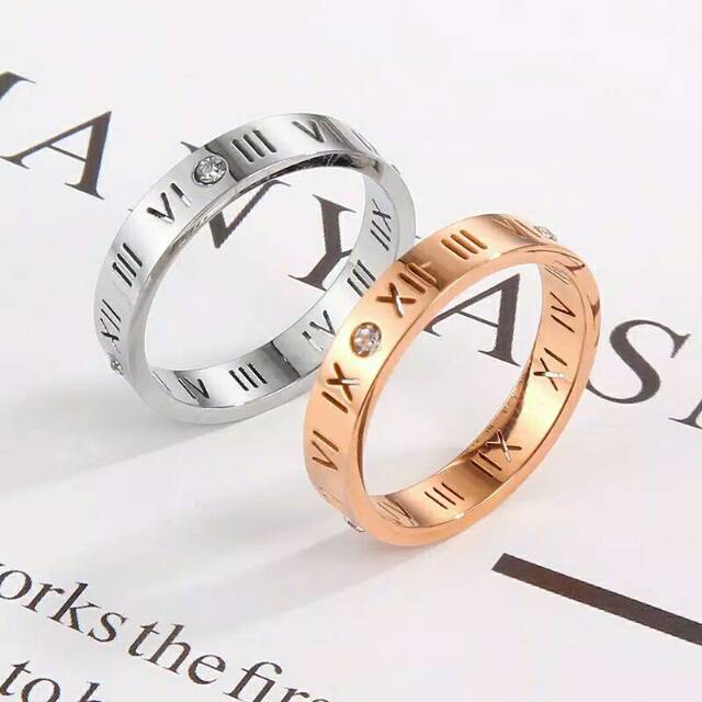 GG cincin Angka Romawi Titanium Premium# CC-111