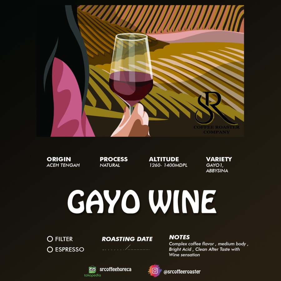 

Kopi Arabika Gayo Wine 200 gr - Arabika Roasted Beans