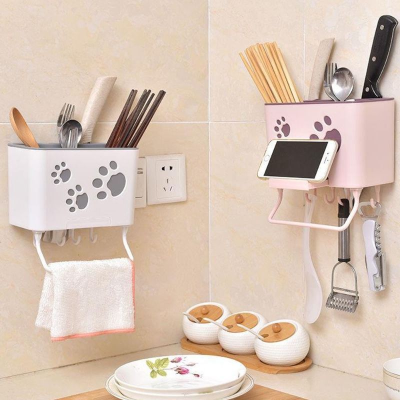 Rak Gantung Tempat Sendok Garpu Rak Sabun Kamar Mandi Kosmetik Sisir