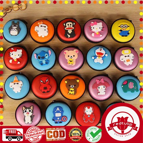 Dompet Tas Penyimpanan Headset Karakter Lucu Bentuk Bulat