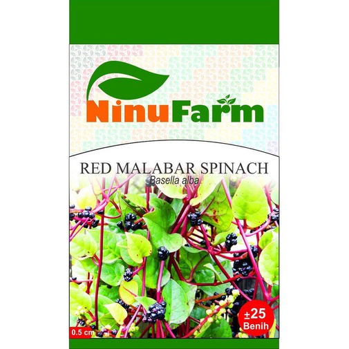 Benih Bibit Daun Sayur Bayam Malabar/Red Malabar Spinach Ninufarm (25 Butir)