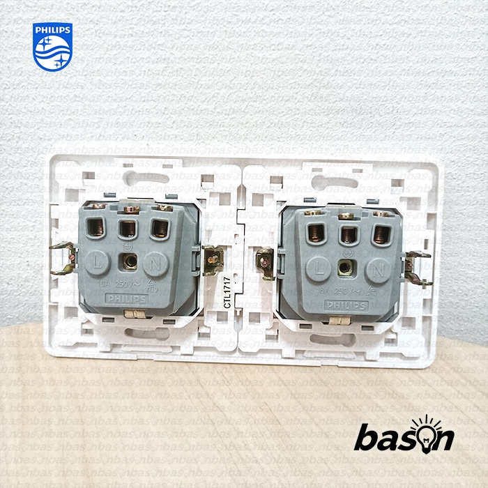 PHILIPS AgileStyle Stop Kontak Dobel 16A - Double Socket Schuko Outlet