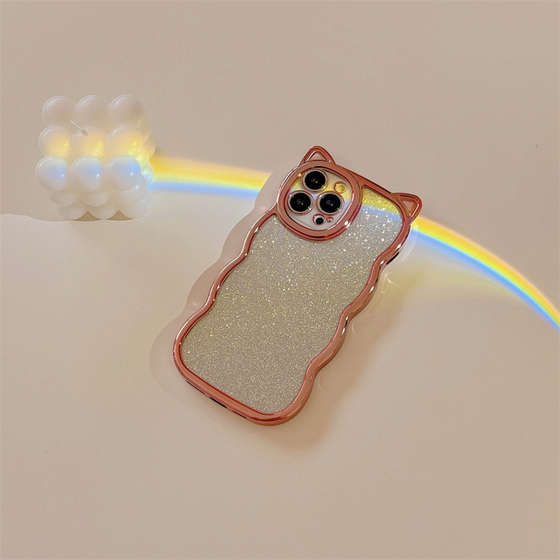 Soft Case Silikon TPU Desain Telinga Kucing Untuk iPhone 13 12 11 Pro Max X Xr Xs Max SE 2020 8 7 Plus