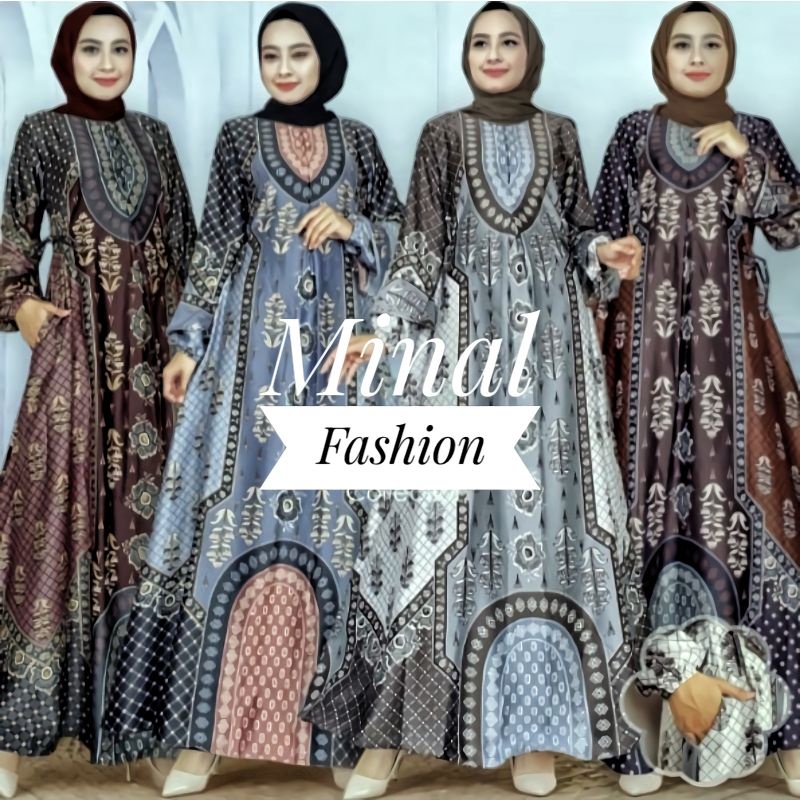 (Jumbo Ori Ready) Gamis Silky Lux premium motif Dress Castilla/ Model Gamis Terbaru 2023/ Gamis Simp