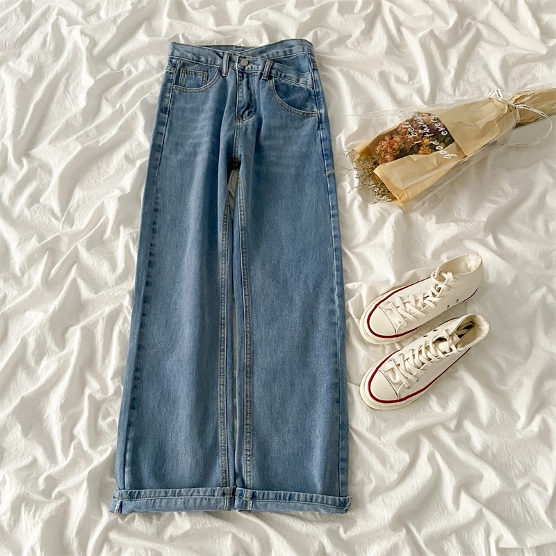 2022 Korean Style Highwaist Straight Kasual Jeans Wanita