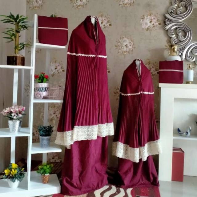 MUKENA PLISKET COUPLE IBU DAN ANAK