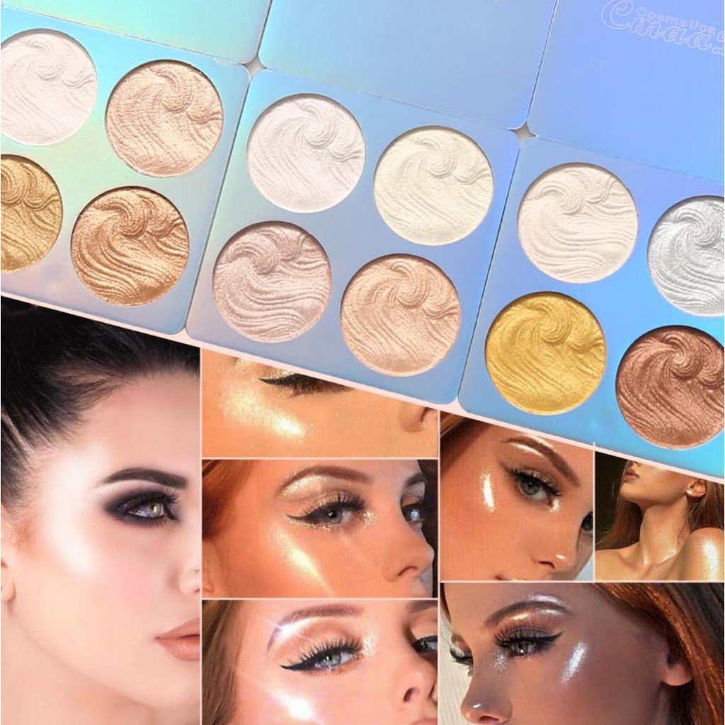 CmaaDu 4 Colors Baked Highlighter Powder Palette-1