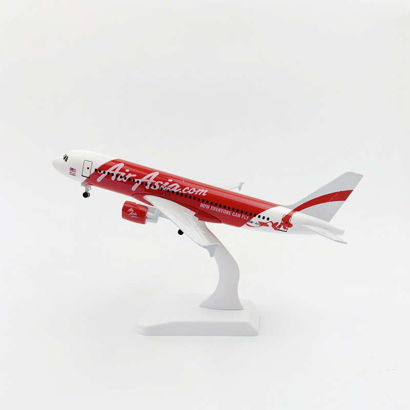 Air Asia A320 Model Pesawat Airbus 320 Bahan Metal Die-cast Warna Merah Putih Ukuran 16CM / 20CM