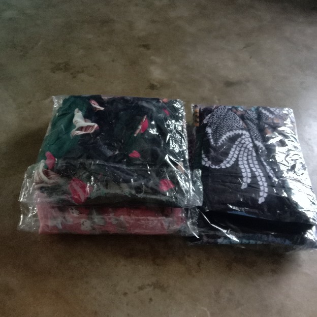 Couple Gamis Batik Putri Malu Kombinasi, Sarimbit Batik