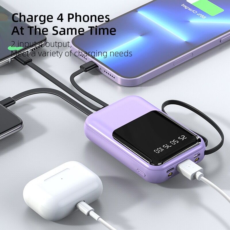 HZSUM Powerbank 30000mAh Mini With 4 Kabel Data Usb Fast Charging