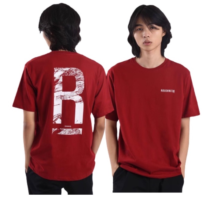 Baju Kaos Roughneck Warna Putih Motif Font R | T-Shirt Roughneck Pria Wanita Murah