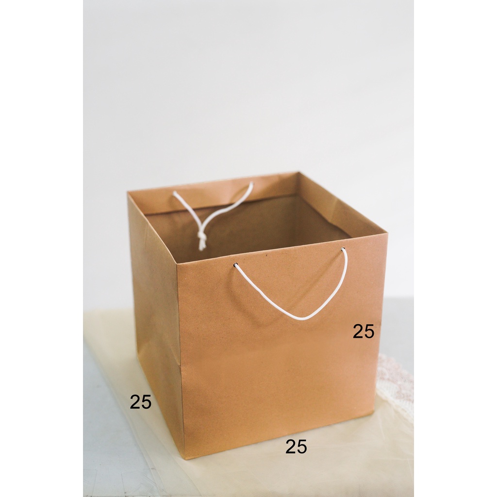 

Paper bag 25x25x25 (PxLxT) paperbag coklat polos Goodie bag Murah