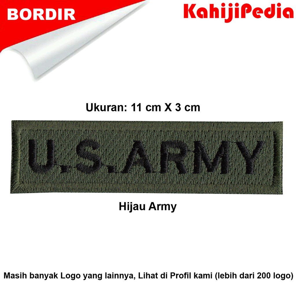 Patch bordir emblem bordir badge us army 11cm hijau army