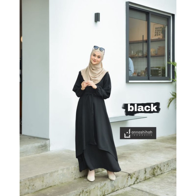 Azmiza Dress Gamis Label Annashihah / Gamis Yorist Fluid / Baju Gamis Wanita / Fashion Trendy Kekinian