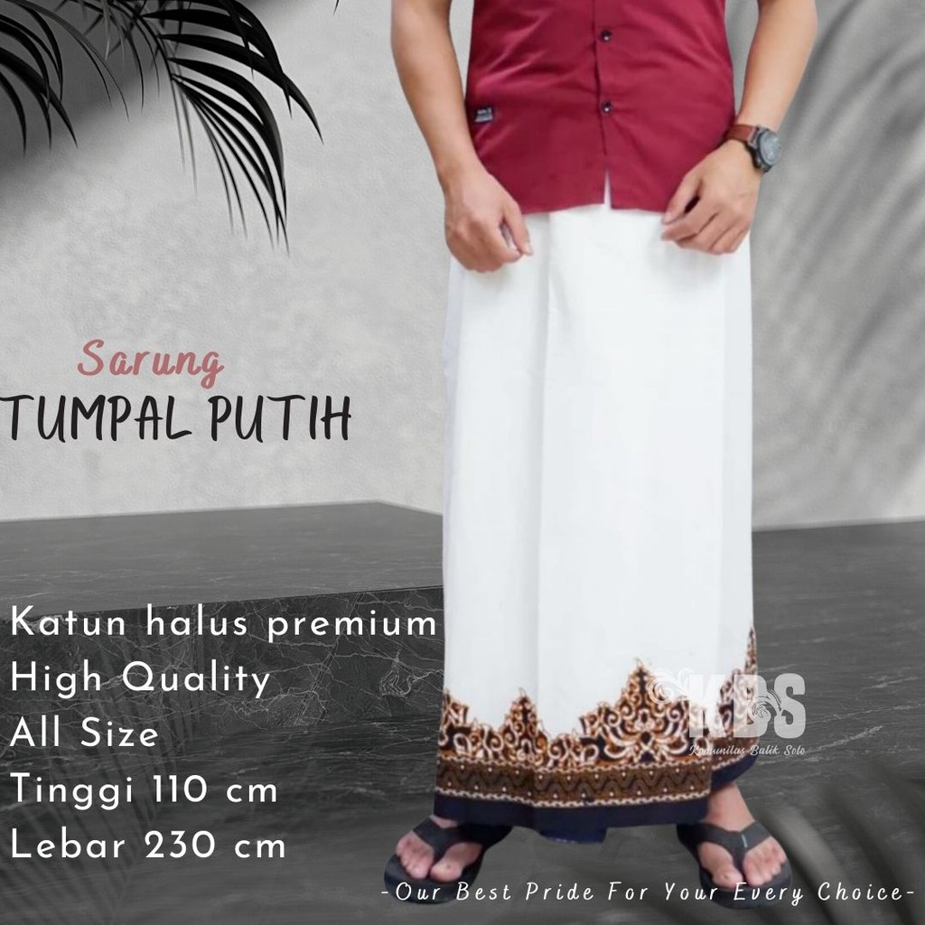 Original ALETHEA Sarung Batik Tumpal Putih Sogan Eksklusif Bahan Katun Sanforis Sragenan
