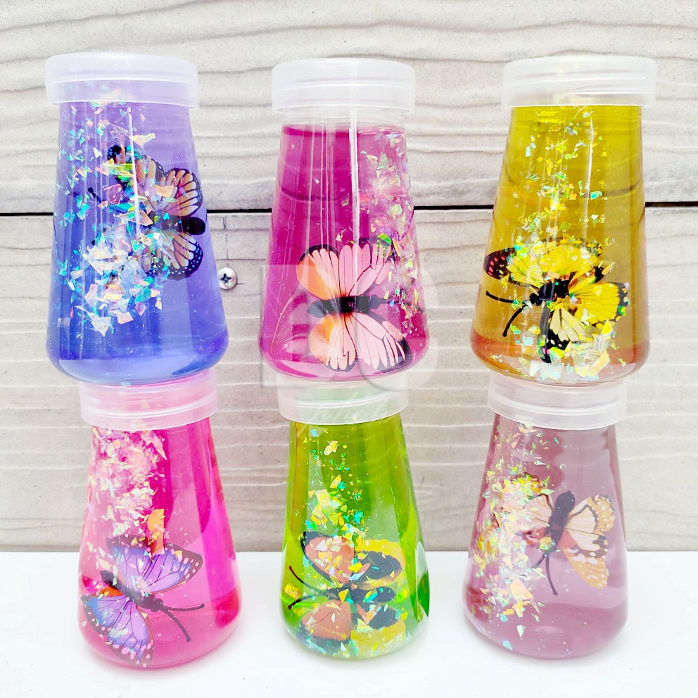 SLIME CLEAR JELLY GLITTER KUPU YAKUL BUTTERFLY WANGI BOTOL BESAR