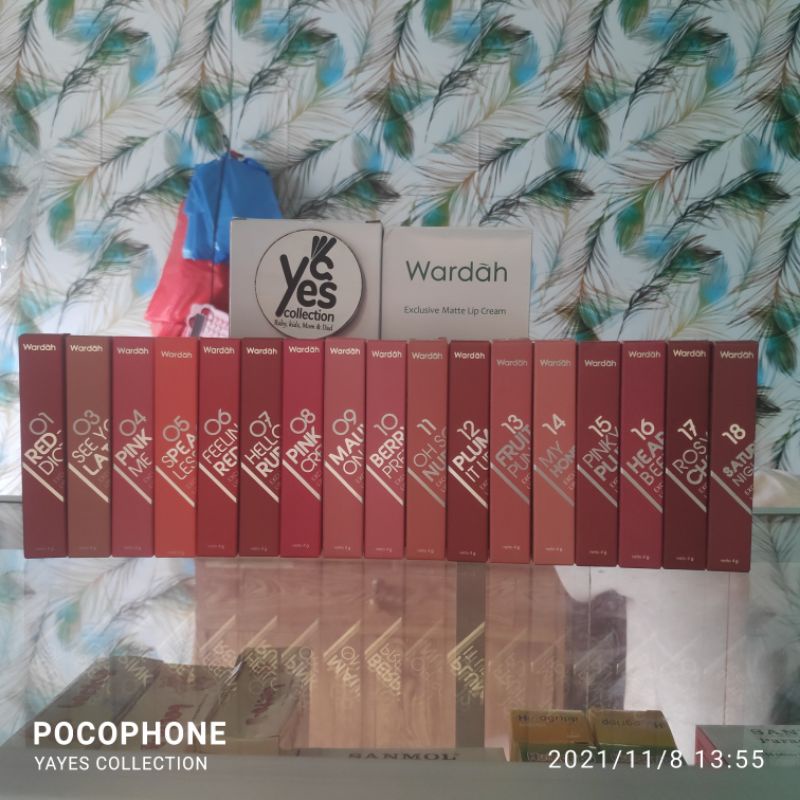 Kemasan Baru Wardah Exclusive Matte Lip Cream lipstik Stick stik bibir Red Berry Pretty Pink Plump Mauve Red Pinky Honey Bre Heart Nude remaja dewasa