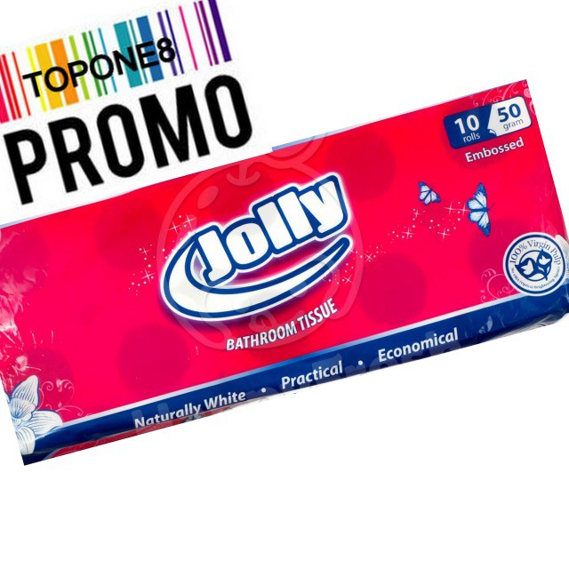 Jolly Bathroom Embossed Tissue 10 Roll/Pack - Tisu WC - Tisu Rol (50gram)