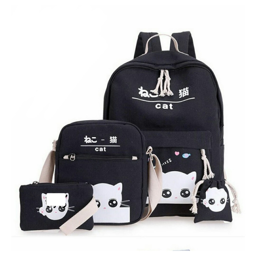 Should Bag 4in1 - Tas Ransel Sekolah Anak Wanita Dan Pria Terbaru 2021 Kekinian Motif Carakter Kucing Malu Korean Style Murah