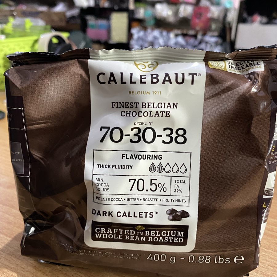 

Callebaut Dark 70% 400gr pack / callet couverture dcc cokelat belgian chocolate