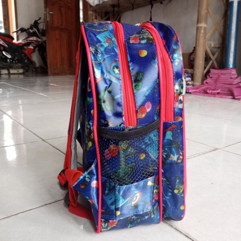 ransel SD TK PAUD LABA LABA SPIDERMAN LOGO nyala LED timbul 3D