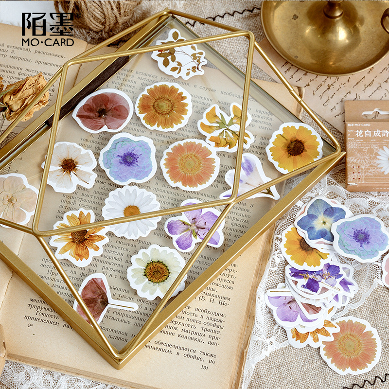 imoda 46Pcs/box Cute Flower Poetry Stationery Flakes Scrapbooking DIY Decorative Stickers-2