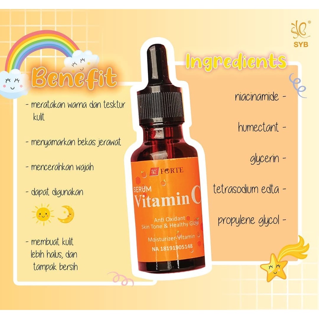 (BPOM) SYB FORTE SERUM VIT C / SERUM VIT C SYB ORIGINAL BPOM / MENCERAHKAN KULIT WAJAH / jualanjuala