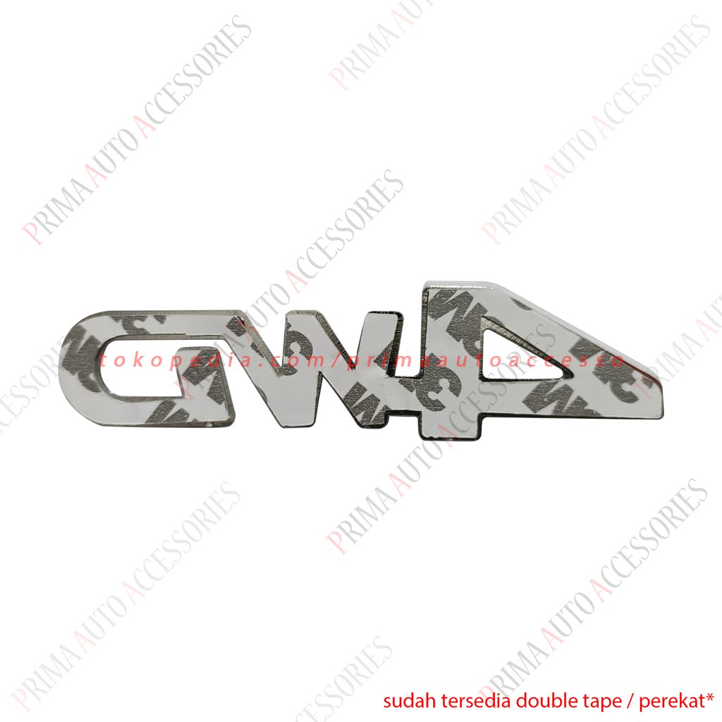 Emblem Mobil Tulisan 4WD Warna Merah-Chrome 12,7 cm