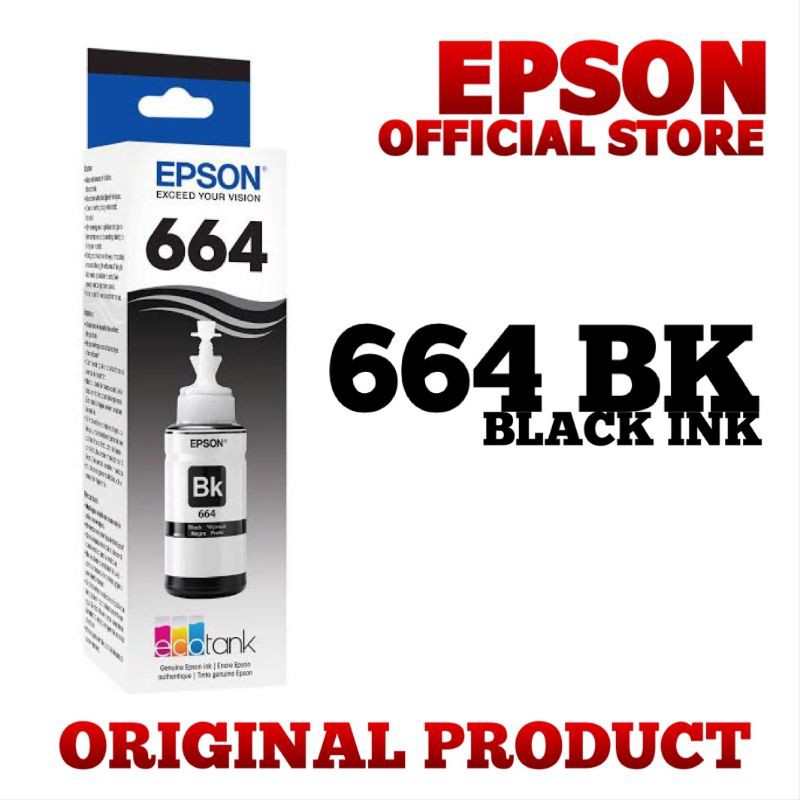 TINTA ASLI EPSON T664 / T 664 / T6641 BLACK