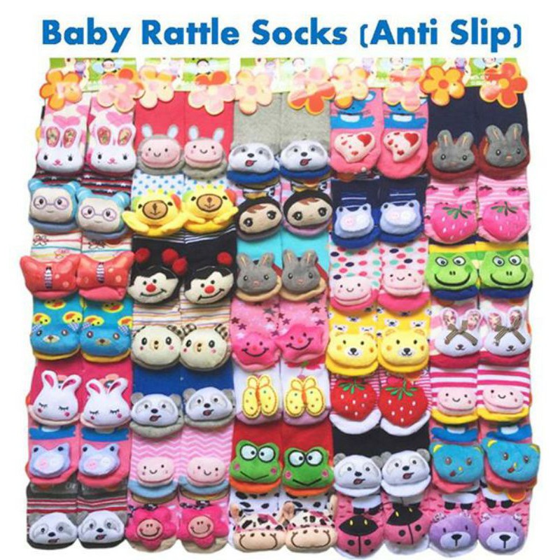 3D Sock Rattle kaos kaki bayi boneka  bisa bunyi anti selip