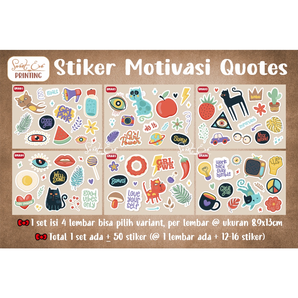 

STICKER MURAH BERKUALITAS 1 SET ISI 4 LEMBAR MOTIVASI QUOTES KATA BIJAK UNTUK TUMBLER, HELM, HP, LAPTOP, JOURNALING dll