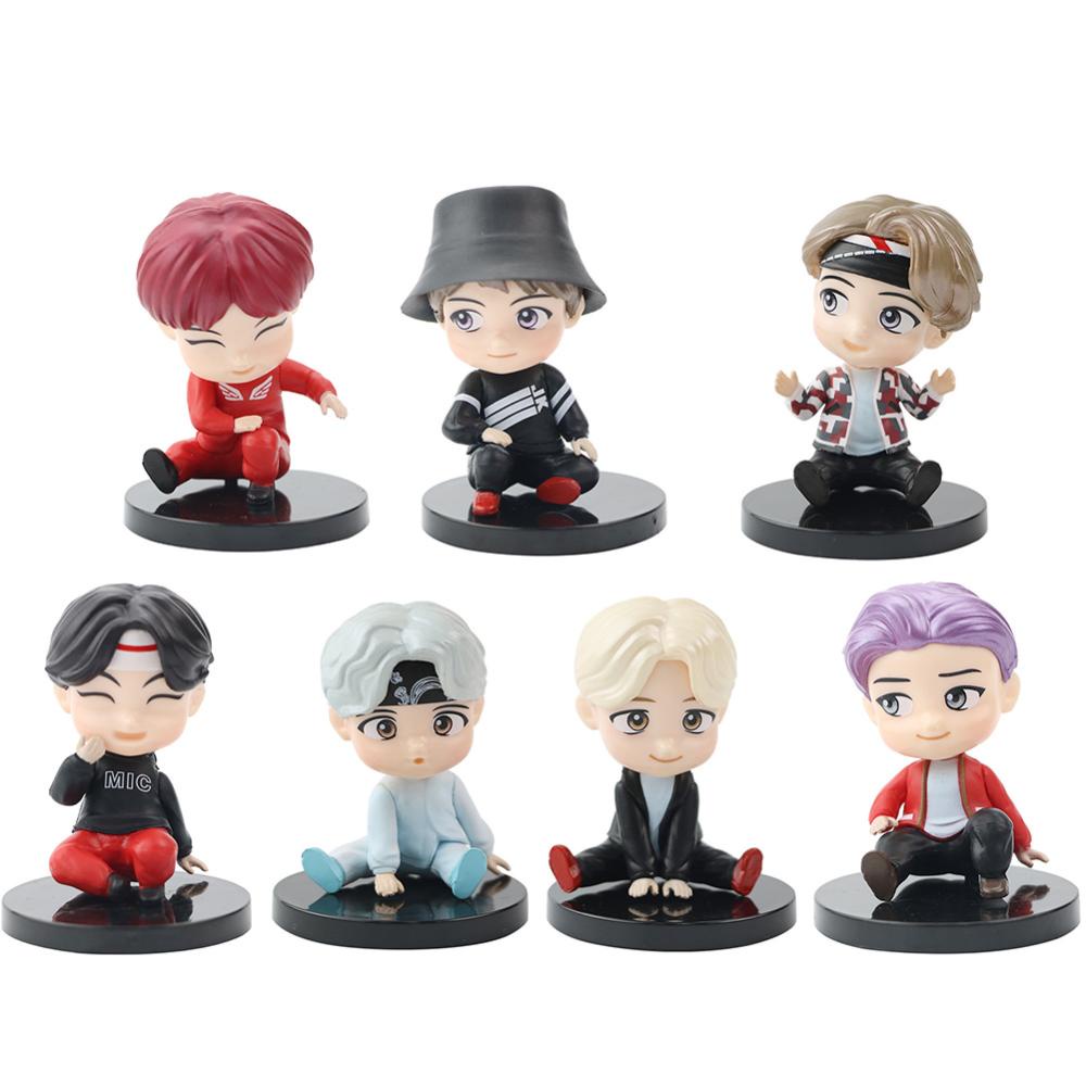 Timekey 7Pcs / Set Mainan Action Figure Mini Model Kpop BTS Bangtan Boys BT21 Q3R6 Untuk Koleksi