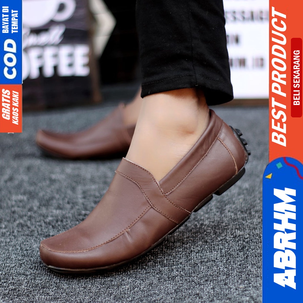 Abrhm Palos - Sepatu Kulit Slip On Kerja Kantor Pria