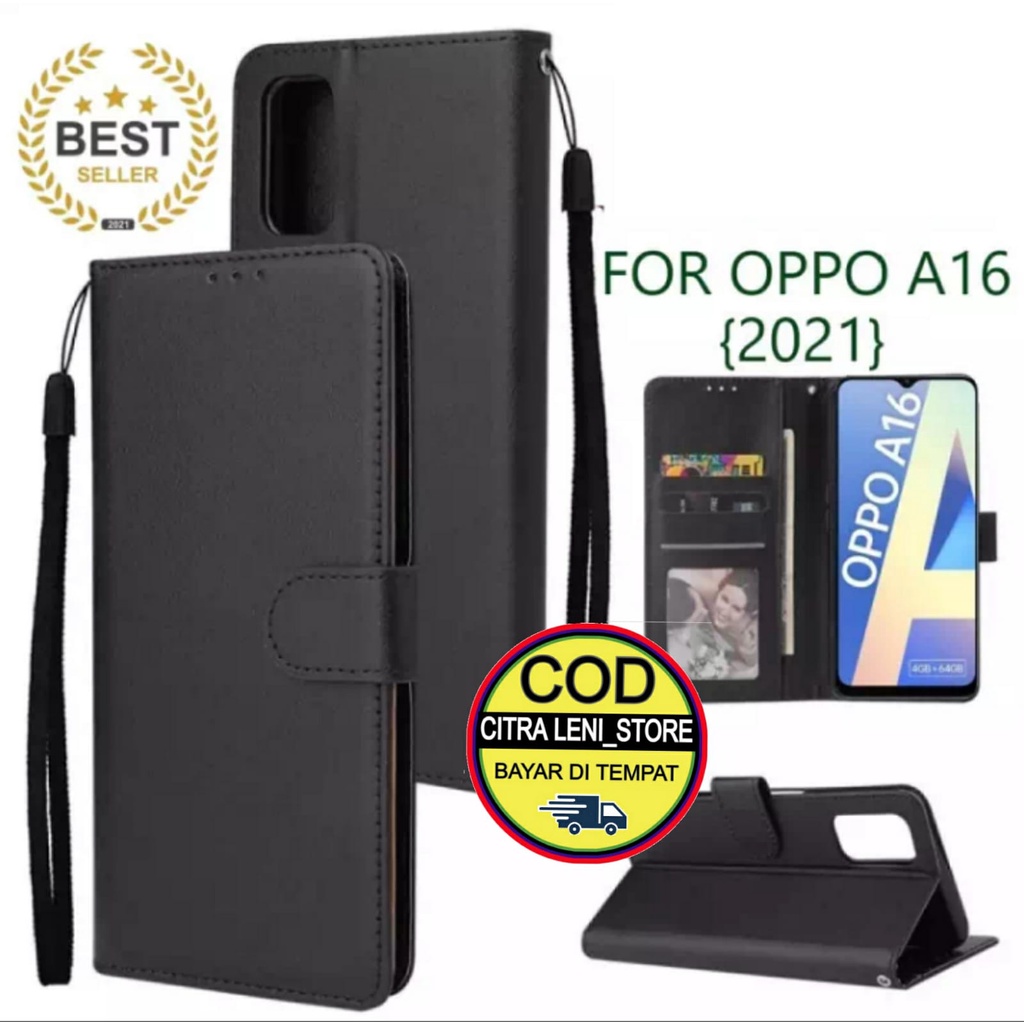 ( OPPO A16 2021 ) LEATHER CASE FLIP UNTUK ( OPPO A16 2021 ) -FLIP WALLET CASE KULIT ( OPPO A16 2021 