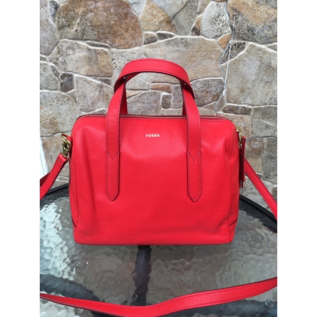 Tas fossil sydney satchel ss real red original authentic bag