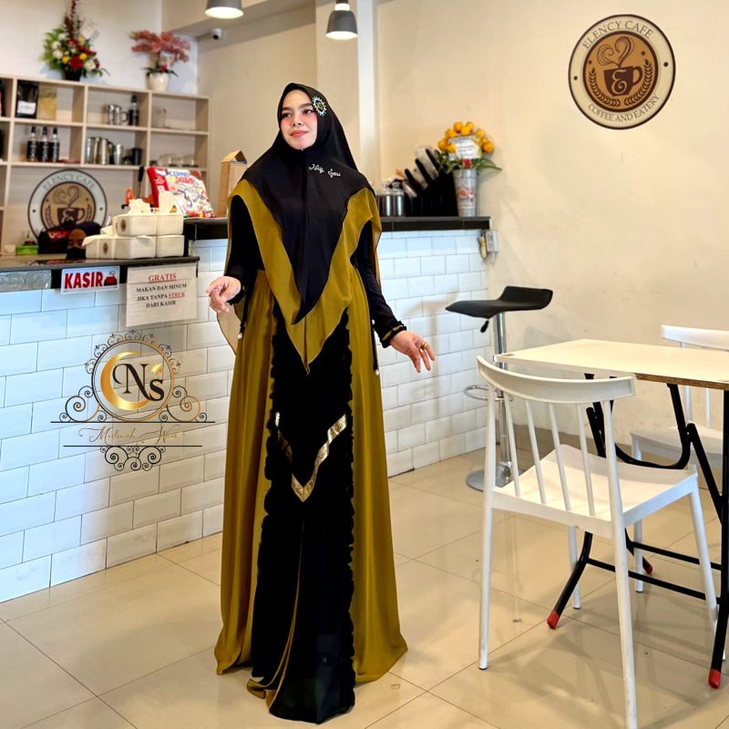 gamis naraya syari busui set khimar polos premium branded original nais syari