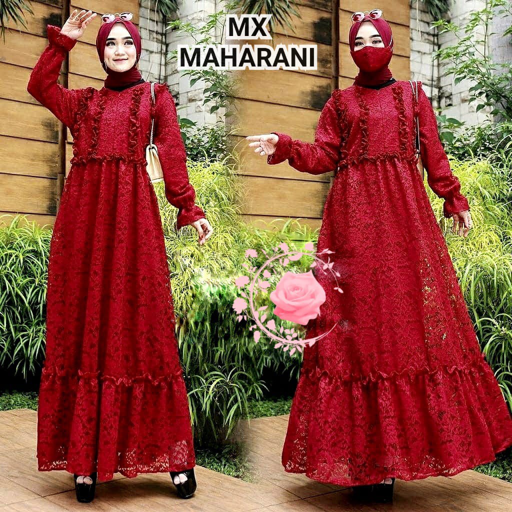 GAMIS BRUKAT MAHARANI MEWAH 4XL 3XL 2XL XL L / FREE MASKER BRUKAT / PAKAIAN PESTA / PAKAIAN PESTA TERLARIS