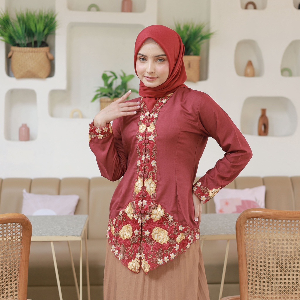 Alantasik - Atasan kebaya bordir WARNA alantasik modern wisuda kantor kerja SULAM kebaya encim wrana R24 R27