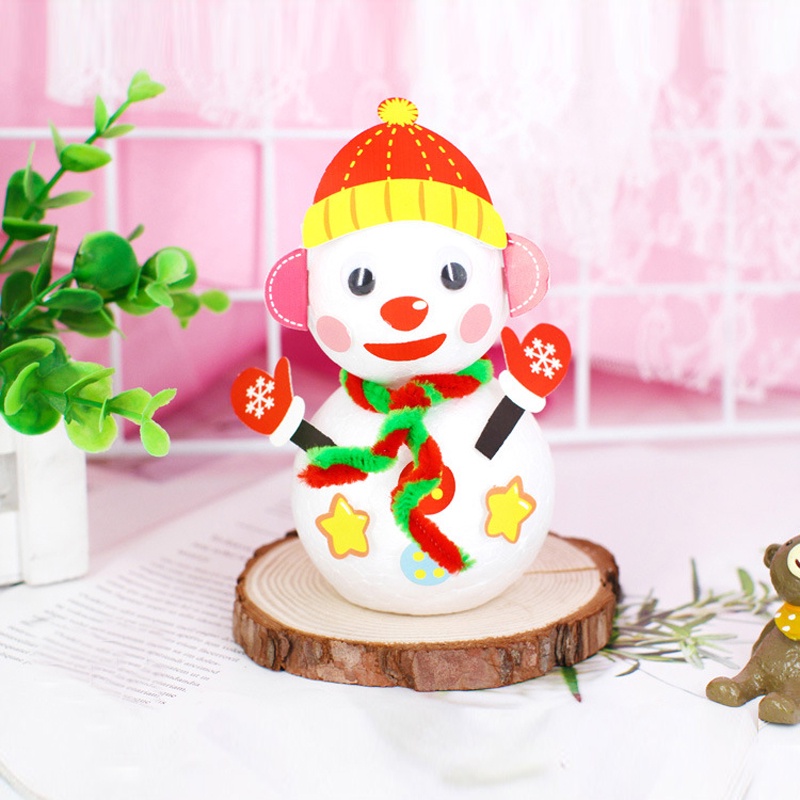 Mainan Edukasi Boneka Busa Snowman Handmade DIY Untuk Hadiah Natal Anak