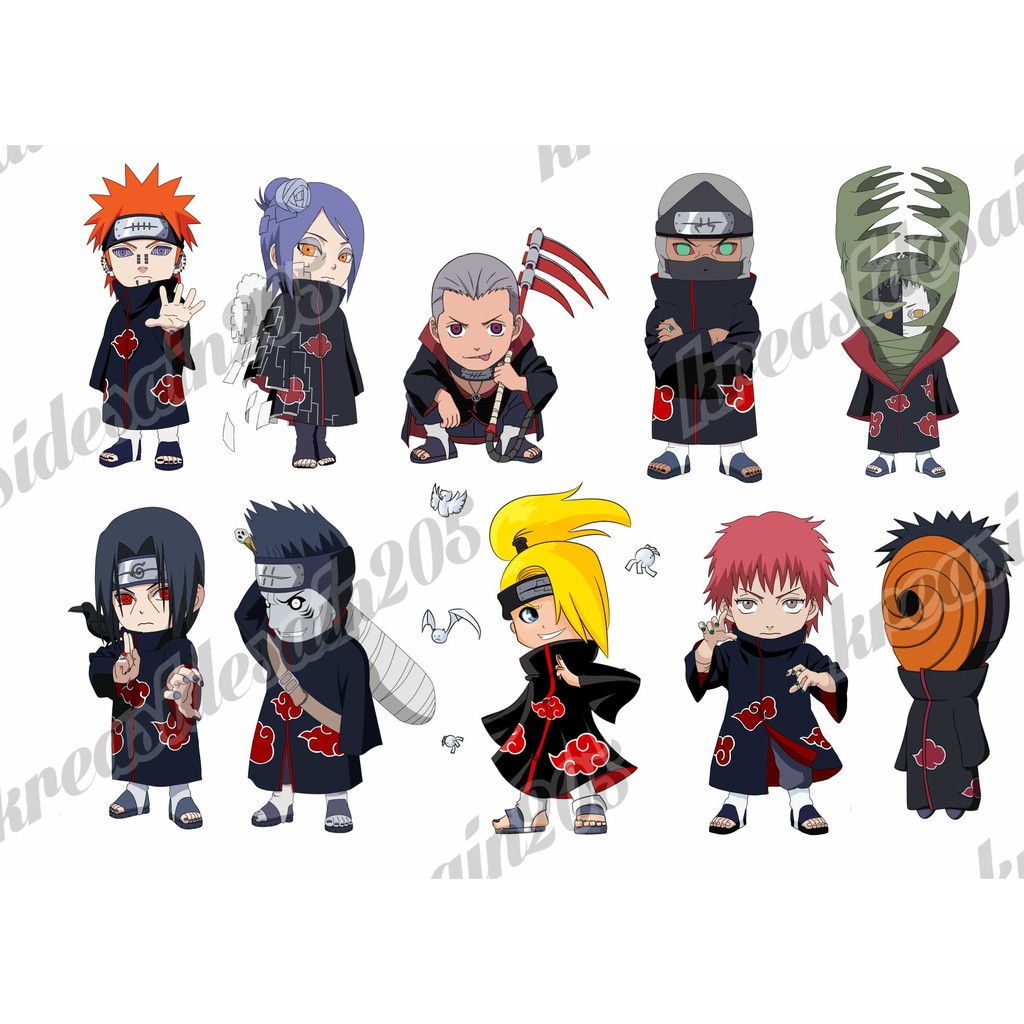 

stiker anime /akatsuki /naruto /stiker laptop /stiker kulkas/ chibi /stiker hp /stiker ukuran a5