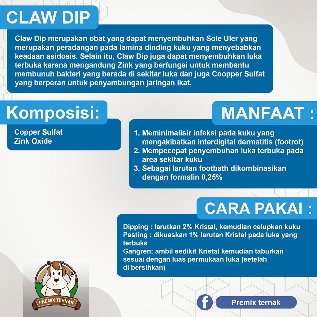 Claw Dip 100 Gr - Obat Kuku Sapi PMK - Obat Kuku Ternak | Claw Dip